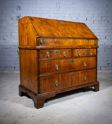 George I Walnut & Featherbanded Bureau, c.1720 - Harrington Antiques