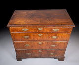 George II Walnut Cross Banded Chest Of Drawers, c.1740 - Harrington Antiques