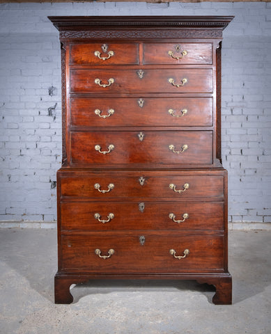 George III Chippendale Period Mahogany Chest On Chest / Tallboy - Harrington Antiques