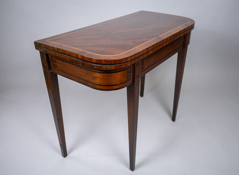 George III Mahogany & Ebony Demi-Lune Folding Card Table, c.1790 - Harrington Antiques