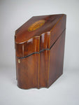 George III Mahogany & Satinwood Inlaid Serpentine Knife / Cutlery Box - Harrington Antiques