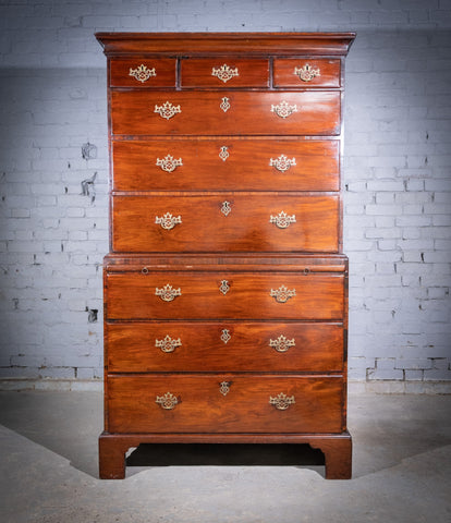 George III Mahogany Tallboy / Chest On Chest With Brushing Slide - Harrington Antiques