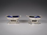 George III Silver Pedestal Open Salts by Samuel Hennell & John Terry, 1814. - Harrington Antiques