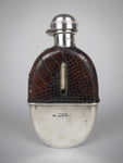 George V Silver & Crocodile Leather Hip Flask by E A Jacob, London, 1914. - Harrington Antiques