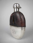 George V Silver & Crocodile Leather Hip Flask by E A Jacob, London, 1914. - Harrington Antiques