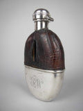 George V Silver & Crocodile Leather Hip Flask by E A Jacob, London, 1914. - Harrington Antiques