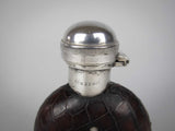 George V Silver & Crocodile Leather Hip Flask by E A Jacob, London, 1914. - Harrington Antiques