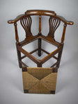 Georgian 18th Century Oak, Elm and Rush Seat Corner Chair - Harrington Antiques