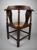 Georgian 18th Century Oak, Elm and Rush Seat Corner Chair - Harrington Antiques