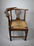 Georgian 18th Century Oak, Elm and Rush Seat Corner Chair - Harrington Antiques