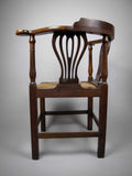 Georgian 18th Century Oak, Elm and Rush Seat Corner Chair - Harrington Antiques