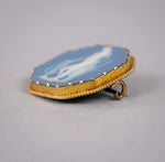 Georgian Wedgwood Blue Jasparware 9 Carat Gold Mounted Brooch In Case. - Harrington Antiques