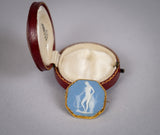 Georgian Wedgwood Blue Jasparware 9 Carat Gold Mounted Brooch In Case. - Harrington Antiques