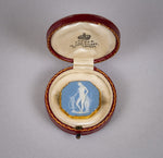 Georgian Wedgwood Blue Jasparware 9 Carat Gold Mounted Brooch In Case. - Harrington Antiques