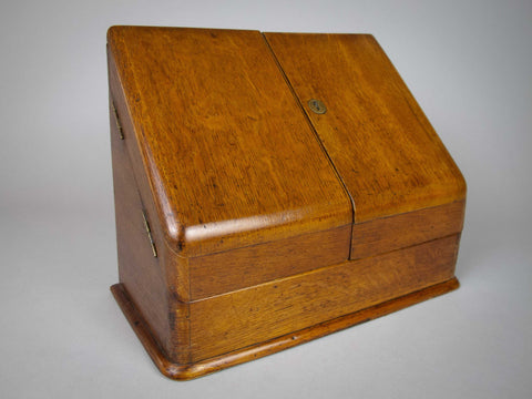 Golden Oak Fold-Out Desk Tidy / Stationary Cabinet, c.1890 - Harrington Antiques