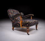 Howard Style Walnut Open Armchair, c.1880 (stamped) - Harrington Antiques