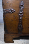 Large 17th Century Oak & Iron Bound Baroque Chest With Original Key, c.1700 - Harrington Antiques