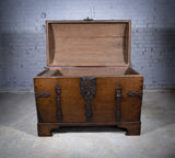 Large 17th Century Oak & Iron Bound Baroque Chest With Original Key, c.1700 - Harrington Antiques