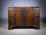 Large 17th Century Oak & Iron Bound Baroque Chest With Original Key, c.1700 - Harrington Antiques