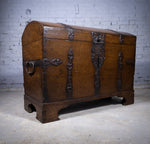 Large 17th Century Oak & Iron Bound Baroque Chest With Original Key, c.1700 - Harrington Antiques