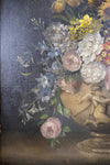 Large 18th Century Oil On Canvas - Still Life Of Flowers With Cupid Urn. - Harrington Antiques