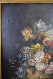 Large 18th Century Oil On Canvas - Still Life Of Flowers With Cupid Urn. - Harrington Antiques