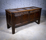 Large 18th Century Queen Anne Four Panel Chest / Coffer - Dated 1702. - Harrington Antiques