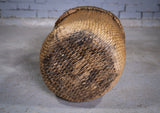 Large 19th Century Chinese Woven Rice Basket With Wooden Handle - Harrington Antiques