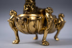 Large 19th Century Gilt Bronze Inkwell With Hound & Monopedic Lion Legs - Harrington Antiques