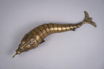 Large 19th Century Indian Brass Articulated Fish Powder Flask - Harrington Antiques