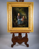 Large 19th Century Oil On Canvas - Grandmother & Child In Woodland. - Harrington Antiques