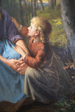 Large 19th Century Oil On Canvas - Grandmother & Child In Woodland. - Harrington Antiques