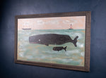 Large Cornish Folk Art Of Whale & Calf In Seascape - Harrington Antiques