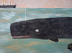 Large Cornish Folk Art Of Whale & Calf In Seascape - Harrington Antiques