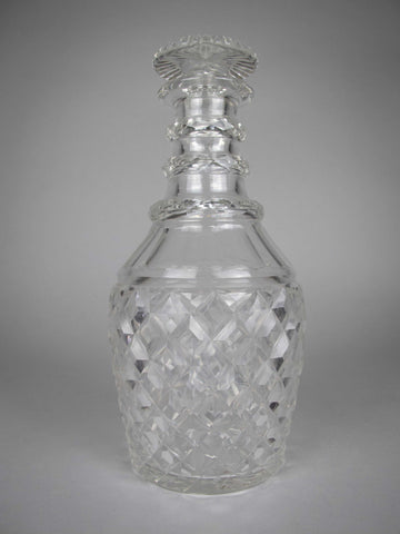 Large Cut Glass Triple Neck Ring Decanter With Mushroom Stopper - Harrington Antiques