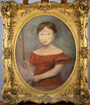 Large Early 19th Century Portrait Of A Young Girl. English School. Oil On Canvas. - Harrington Antiques