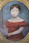 Large Early 19th Century Portrait Of A Young Girl. English School. Oil On Canvas. - Harrington Antiques