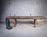 Large Early 19th Century Single Slab Oak Pig Bench. - Harrington Antiques
