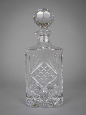 Large Lead Crystal Cut Glass Square Section Spirit Decanter - Harrington Antiques