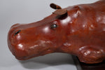 Large Red Leather Hippo Bookends - Harrington Antiques