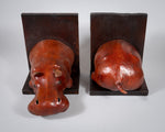 Large Red Leather Hippo Bookends - Harrington Antiques