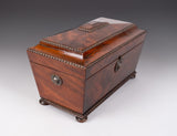 Large Regency Rosewood Tea Caddy With Fitted Interior (and Royal Marine Badges). - Harrington Antiques