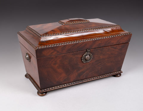 Large Regency Rosewood Tea Caddy With Fitted Interior (and Royal Marine Badges). - Harrington Antiques