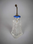 Large Sterling Silver, Blue Guilloche Enamel and Cut Glass Scent / Perfume Bottle. C.1930s. - Harrington Antiques