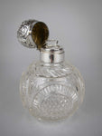 Large Sterling Silver & Cut Glass Scent Bottle by Cornelius Desormeaux, London, 1900. - Harrington Antiques