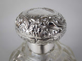 Large Sterling Silver & Cut Glass Scent Bottle by William Hutton & Sons, Birmingham, 1902. - Harrington Antiques