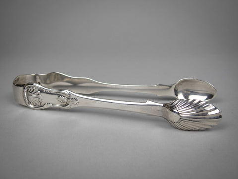 Large Sterling Silver Sugar Tongs. James & William Marshall, Edinburgh, 1840. - Harrington Antiques