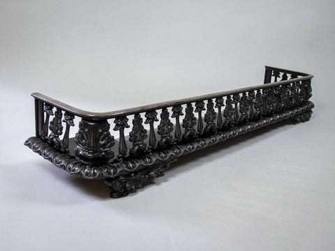 Large Victorian Cast Iron Fire Kerb With Pierced Foliate Design. - Harrington Antiques