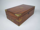 Large Victorian Mahogany & Brass Campaign Writing Slope With Frieze Drawer, c.1840 - Harrington Antiques