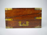 Large Victorian Mahogany & Brass Campaign Writing Slope With Frieze Drawer, c.1840 - Harrington Antiques
